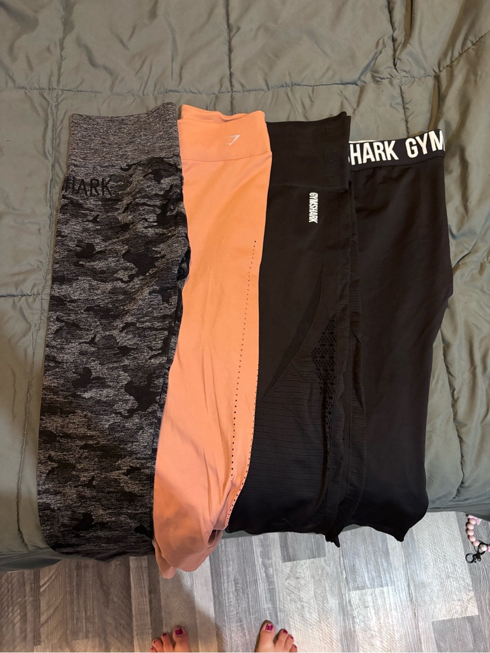 Gymshark legging Pack in Black, Pink, and Gray Camo